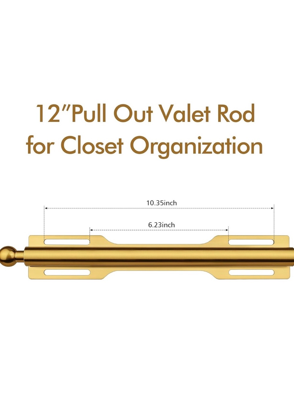 Gold Closet Valet Pull-Out Wardrobe Rod - Sleek Gold Hanging Rail - Picture 3 of 4